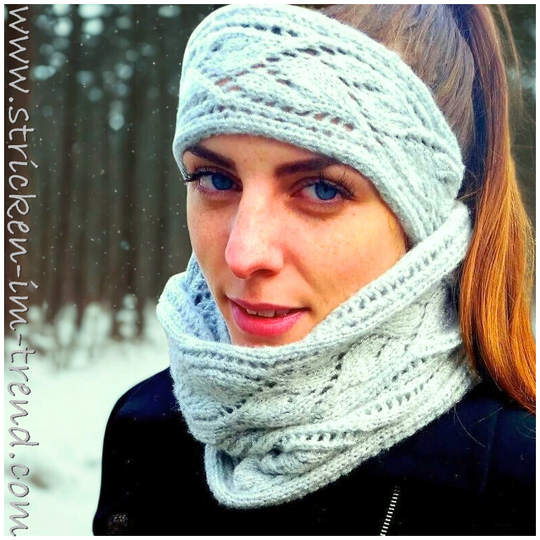 Strickanleitung für Stirnband und Loop in Lace | Stirnband#Loop#Duo SilverLeaves