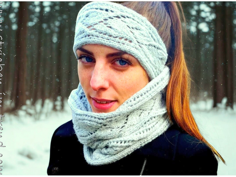 Strickanleitung für Stirnband und Loop in Lace | Stirnband#Loop#Duo SilverLeaves