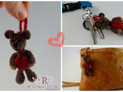 Teddybär Anhänger - "hab dich lieb", niedlicher Schlüsselanhänger, Taschenbaumler