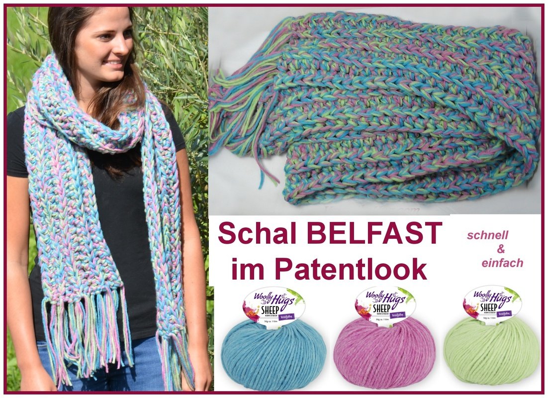 Schal Belfast in 2 Stunden gehäkelt mit Woolly Hugs Sheep