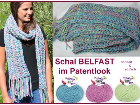 Schal Belfast in 2 Stunden gehäkelt mit Woolly Hugs Sheep