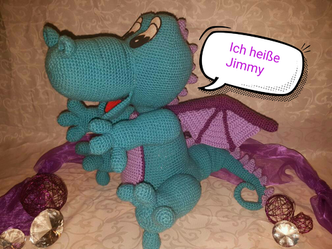 Häkelanleitung Babydrache Jimmy (34 cm hoch)