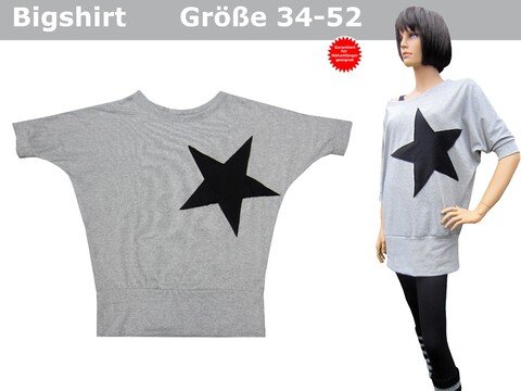 Bigshirt/Fledermausshirt, Damen Shirt - Schnittmuster & Nähanleitung