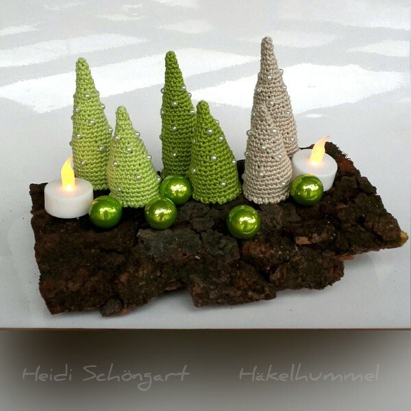 Weihnachtsbäume mit Perlen und Teelicht    Häkelanleitung - Bild 2