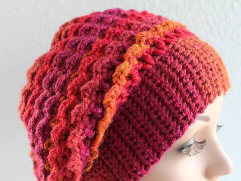 "Viva-Coloria" gehäkelte Beaniemütze, PDF-Anleitung