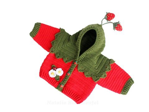 Baby- & Kinderjacke "Erdbeere", Gr.56-116