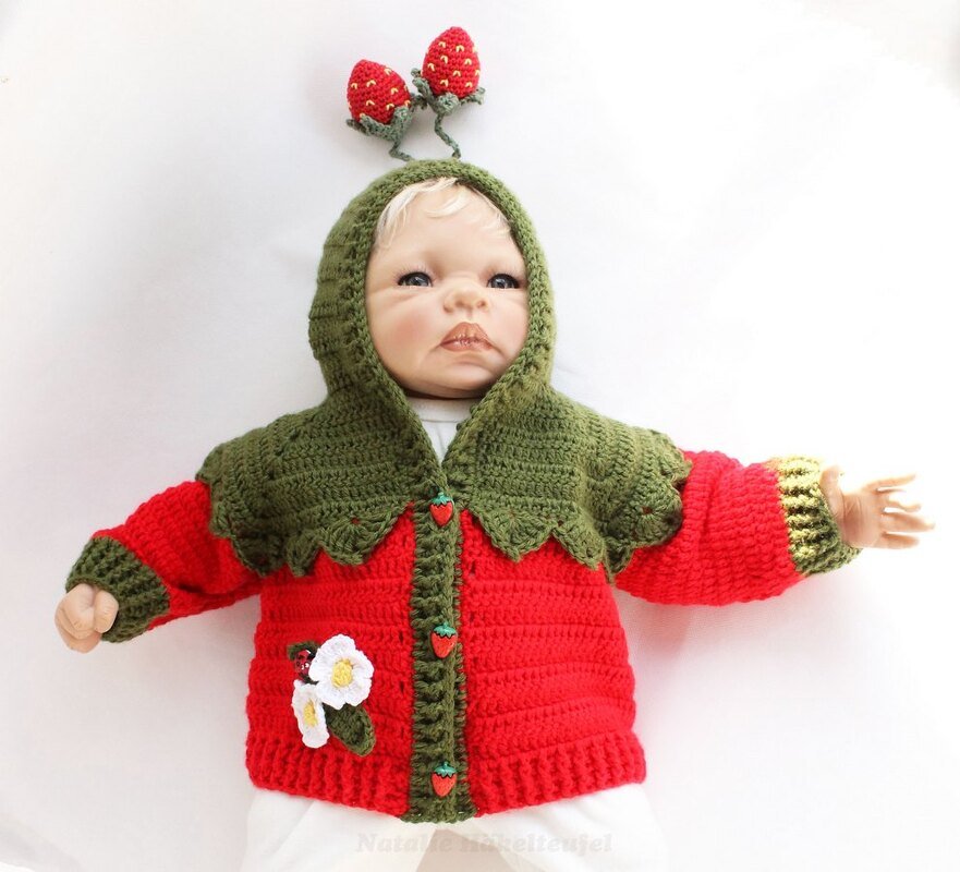 Baby- & Kinderjacke "Erdbeere", Gr.56-116 - Bild 6