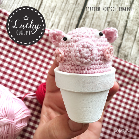 POLARIPOP Luckygurumi • Schweinchen im Topf • Glücksbringer für Silvester • Häkelanleitung für Anfänger (DE+EN)