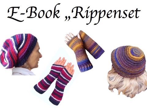 "Rippenset" Mütze oder Beanie Ku 48-59, Stulpen