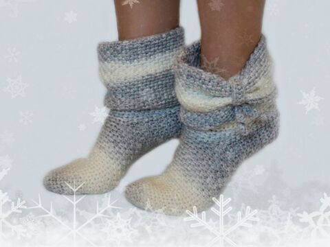 Häkelanleitung Wintersocken Gr. 36-43 2 Varianten