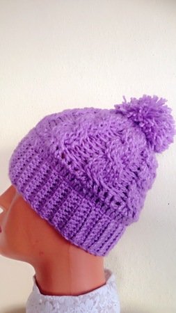 Quick and Easy Cabled Beanie Crochet Pattern, Eli beanie, Pompom Hat Age 2 to Adult 
