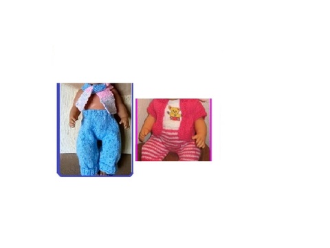 2 gestrickte Hosen für Babypuppe Größe 42