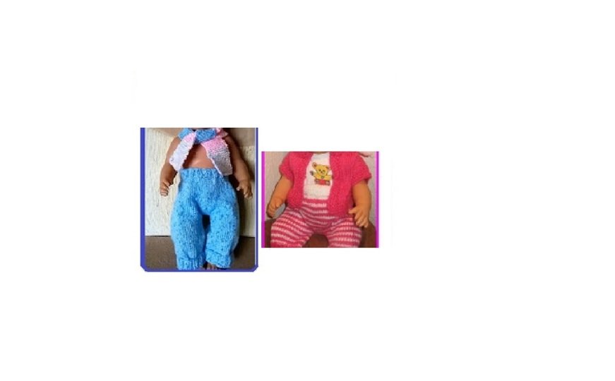 2 gestrickte Hosen für Babypuppe Größe 42