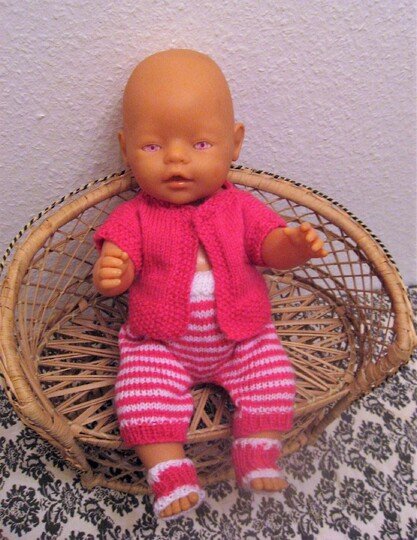 2 gestrickte Hosen für Babypuppe Größe 42