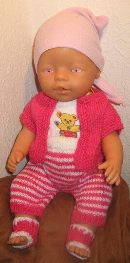 2 gestrickte Hosen für Babypuppe Größe 42