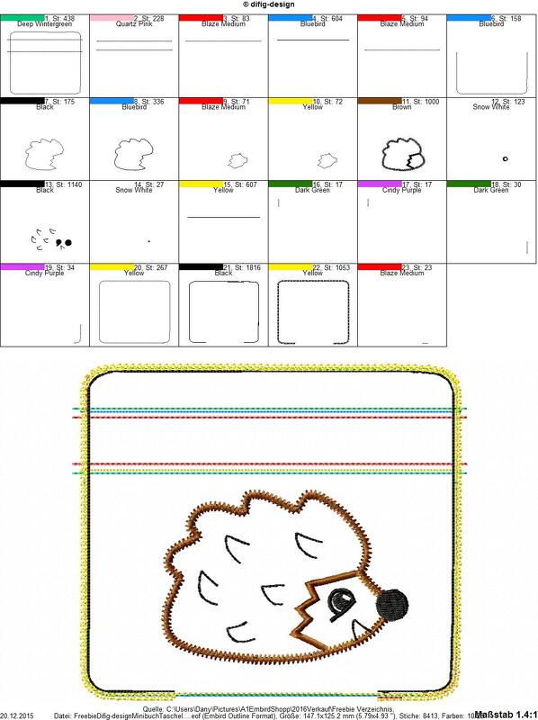 Ith Freebie Stickdatei Minibuch-Hülle für den 13x18 Rahmen