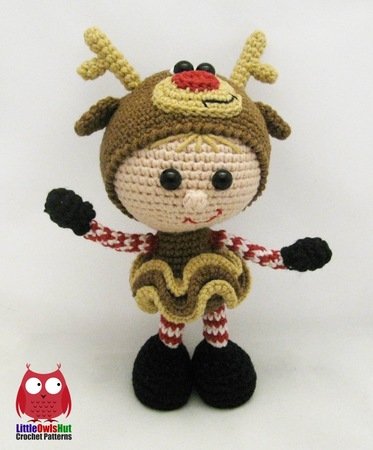 133 Crochet Pattern - Girl doll in a Reindeer outfit - Amigurumi PDF file by Stelmakhova