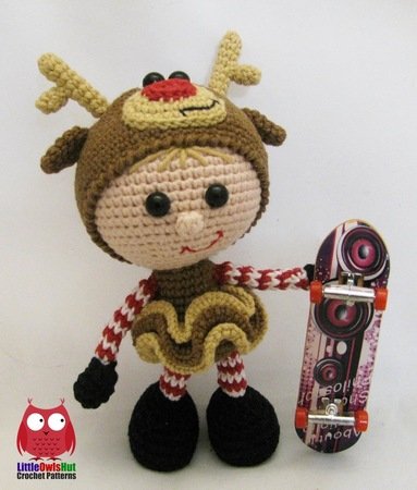 133 Crochet Pattern - Girl doll in a Reindeer outfit - Amigurumi PDF file by Stelmakhova