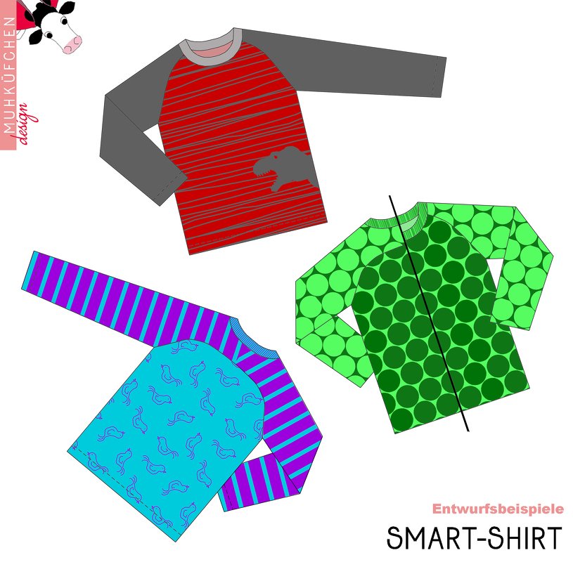 Raglan "Smart-Shirt" Gr. 92-164 Nähanleitung & Schnittmuster & Beamerdatei - Bild 5