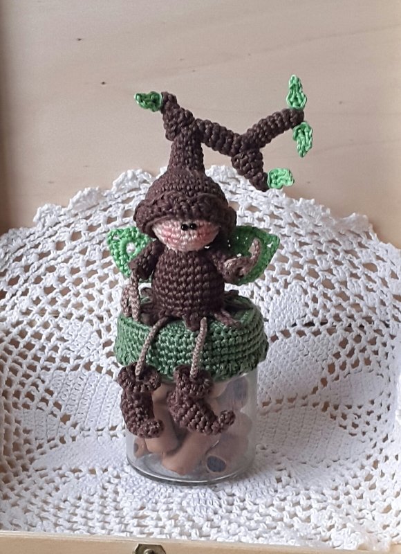 Häkelanleitung Forsti der Wichtel / Dekobezug für Bonbonglas/ Deckelbezug für Marmeladenglas - Bild 3