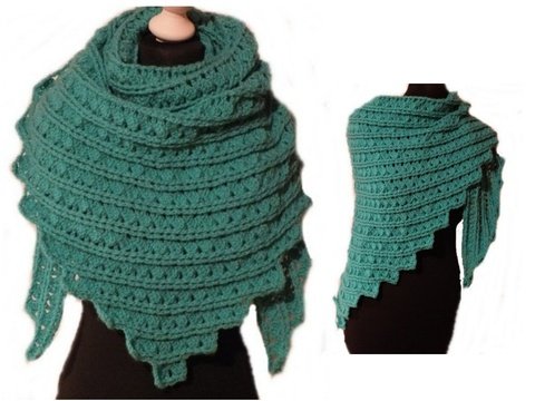 Häkelanleitung großes Dreieckstuch Santoslia Reliefmuster