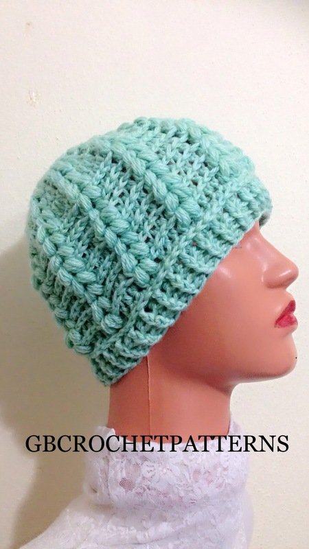 Crochet Pattern Puff Stitch, Gwen Puff beret, Sizes from Kids to Adult Large Hat Crochet Pattern, Us and Uk Standard
