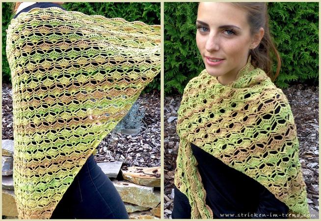 Crochet Pattern for a triangle shawl | 3-Eckstuch *Breeze of Fall*