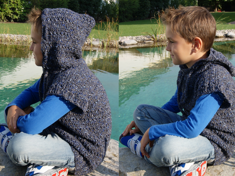 Kapuzen-Pullunder Luca (Kinder Gr. 122 - Erwachsenen Gr. 46)