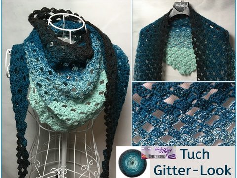 Tuch "Gitter-Look" mit 1 Bobbel häkeln