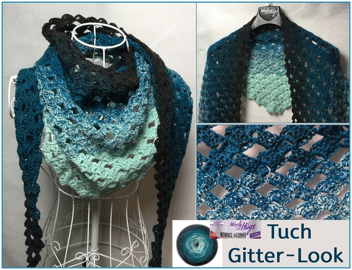 Tuch "Gitter-Look" mit 1 Bobbel häkeln