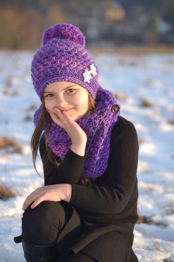 - JOYCE - Bommelmütze und Loop Set, alle Größen, Wintermütze und Wickelschal mit Knöpfen