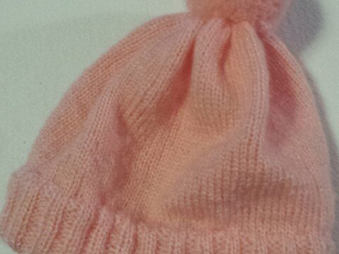 Anleitung Baby-Mütze rosa ca. 43 cm Kopfumfang 6-9 Monate