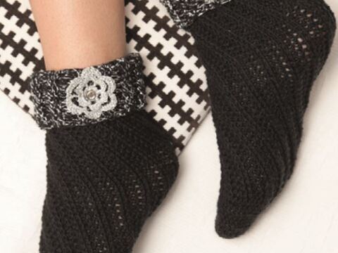 Spiralsocken "Die kleinen Schwarzen" Häkeln