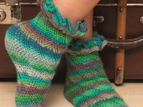 Spiralsocken "Grashüpfer" häkeln