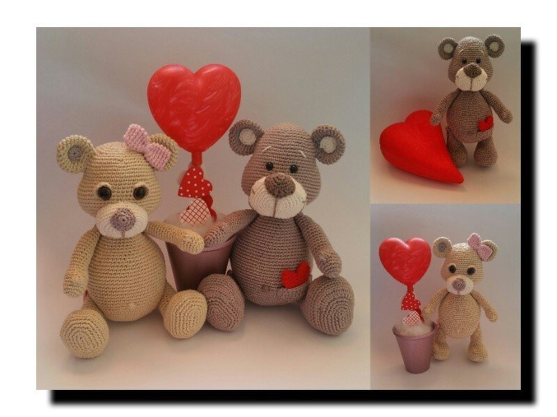 AMIGURUMI; Teddys Valentina & Valentino