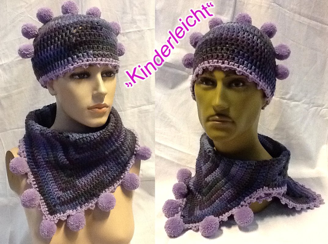 Mütze und Schluckaufloop Das Bommelset „Kinderleicht“