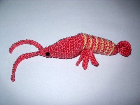 Häkeln gehäkelte Garnele Scampi Krabbe Krebs Meeresfrüchte Hut- Schmuck Tischschmuck Tischdekoration