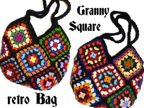 E-Book * RetrO Bag GrannY SquarE * Häkelanleitung, pdf-Datei, upcicled Häkeltasche, Hippietasche,
