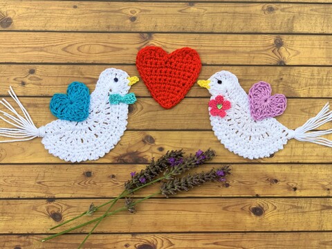 Häkelanleitung Tauben zur Hochzeit, romantische DIY Geschenkidee