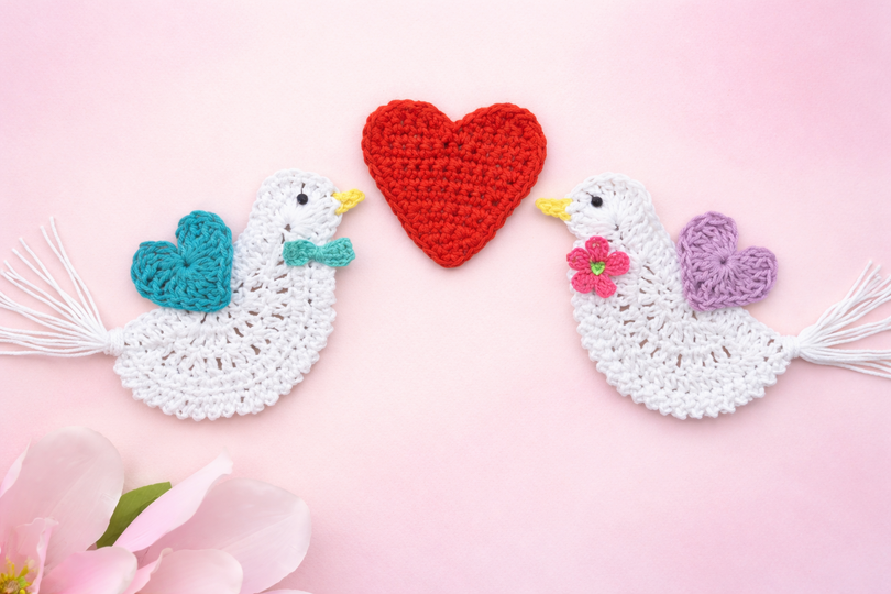 Häkelanleitung Tauben zur Hochzeit, romantische DIY Geschenkidee