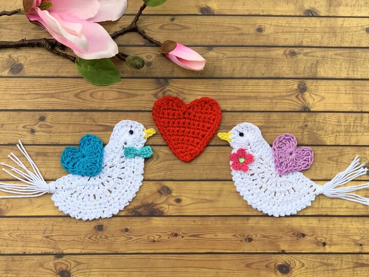 Häkelanleitung Tauben zur Hochzeit, romantische DIY Geschenkidee