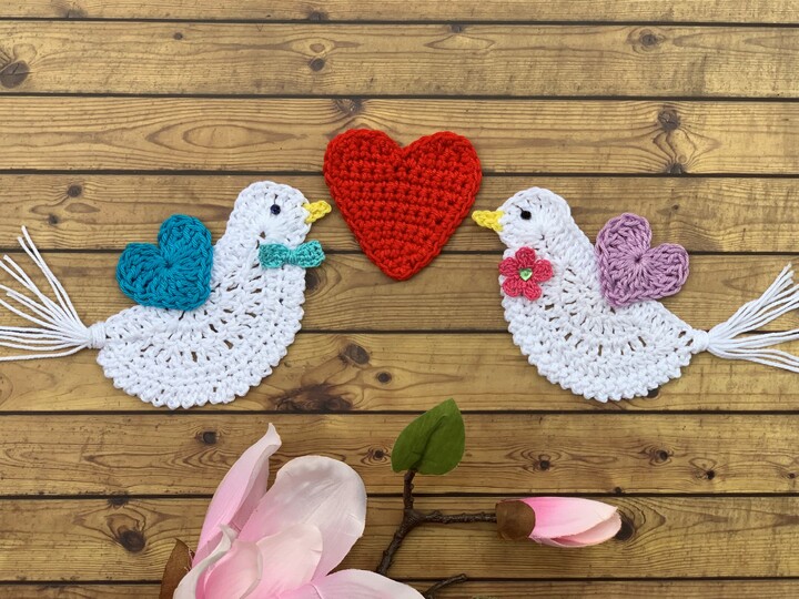 Häkelanleitung Tauben zur Hochzeit, romantische DIY Geschenkidee