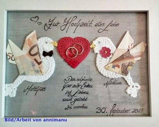 Häkelanleitung Tauben zur Hochzeit, romantische DIY Geschenkidee