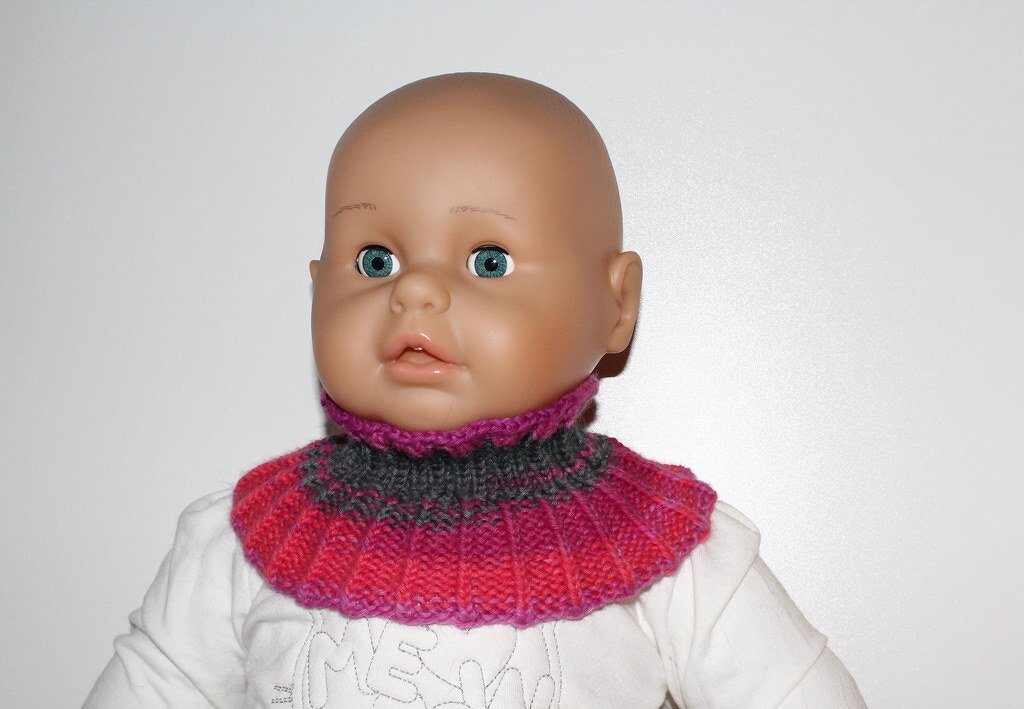 Strickanleitung Kragenschal, Schalkragen, 2 Größen, 6 - 36 Monate