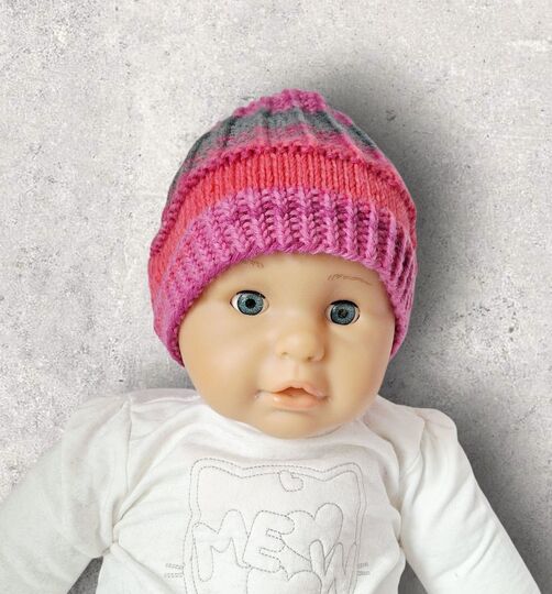 Strickanleitung Mütze für Kleinkinder, 2 Größen, 6 - 36 Monate   #127