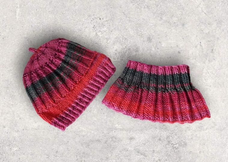 Strickanleitung Schalkragen + Mütze, 2 Größen, 6 - 36 Monate   #128