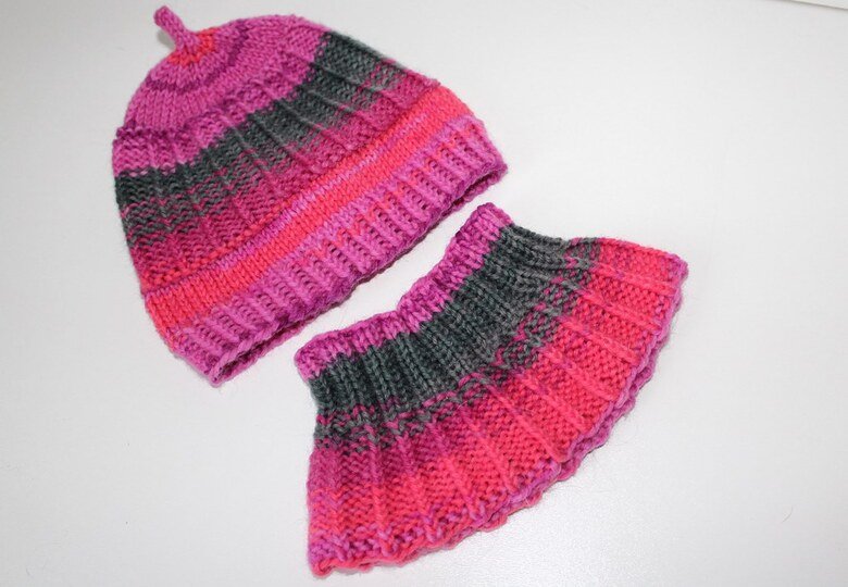 Strickanleitung Schalkragen + Mütze, 2 Größen, 6 - 36 Monate