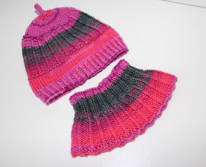 Strickanleitung Schalkragen + Mütze, 2 Größen, 6 - 36 Monate