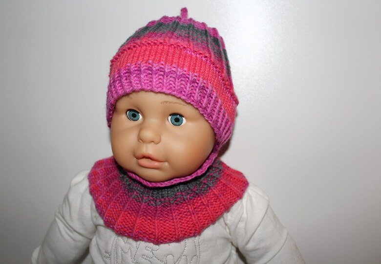 Strickanleitung Schalkragen + Mütze, 2 Größen, 6 - 36 Monate