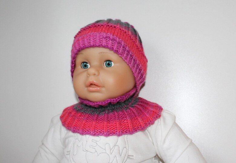 Strickanleitung Schalkragen + Mütze, 2 Größen, 6 - 36 Monate